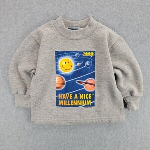 Smiley Sweatshirt Kids 18M Gray Vintage Have a Nice Millennium Space‎ Graphic